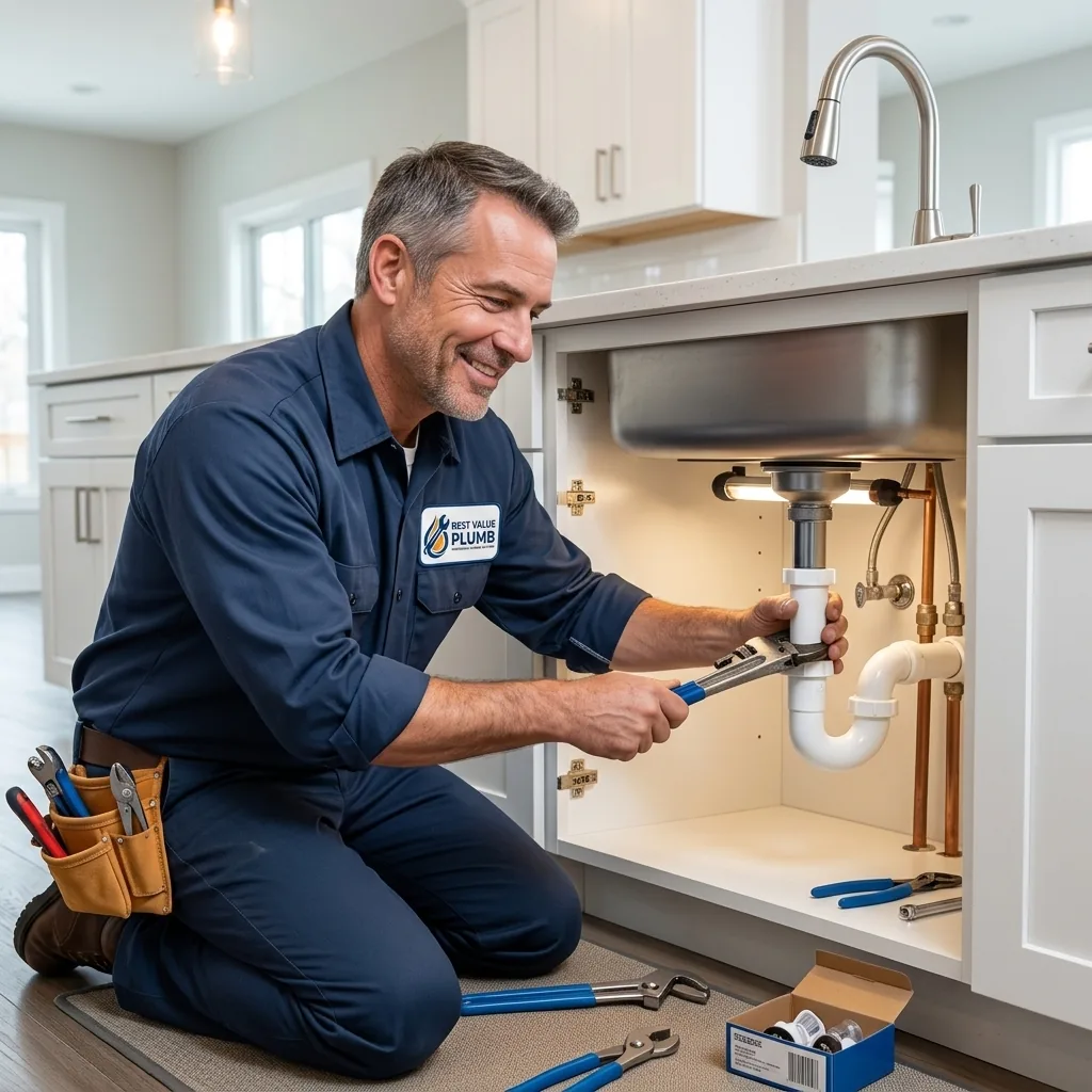 Professional plumber at work